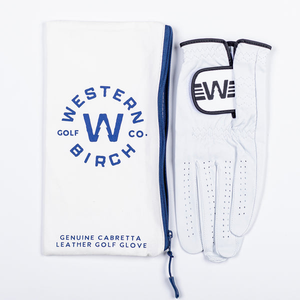 Classic Cabretta Leather Golf Glove & Box of Tees - Black Trim