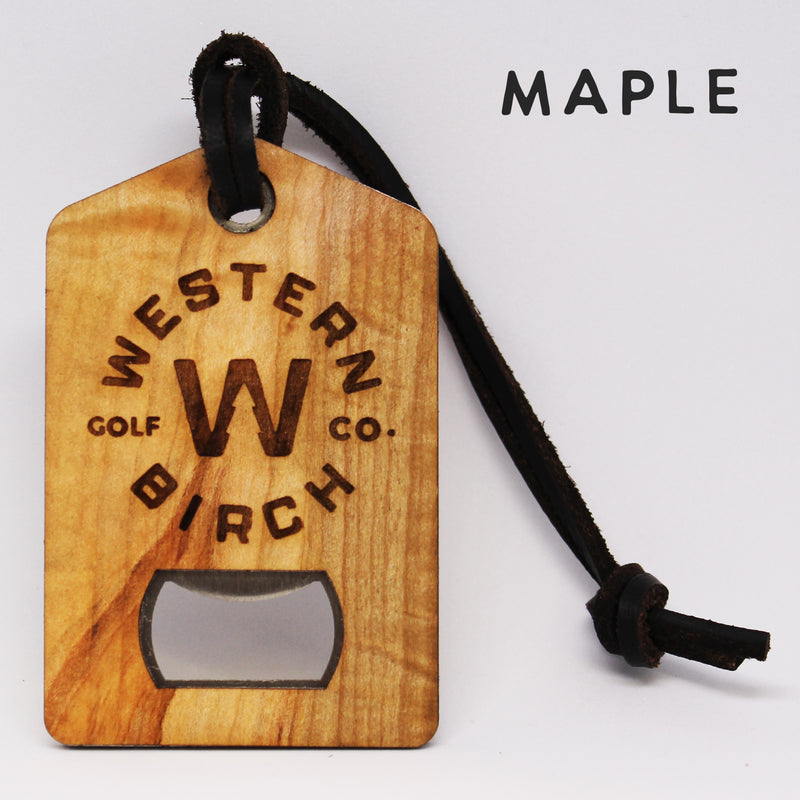 Personalized Maple or Cherry Bag Tag with Bottle Opener