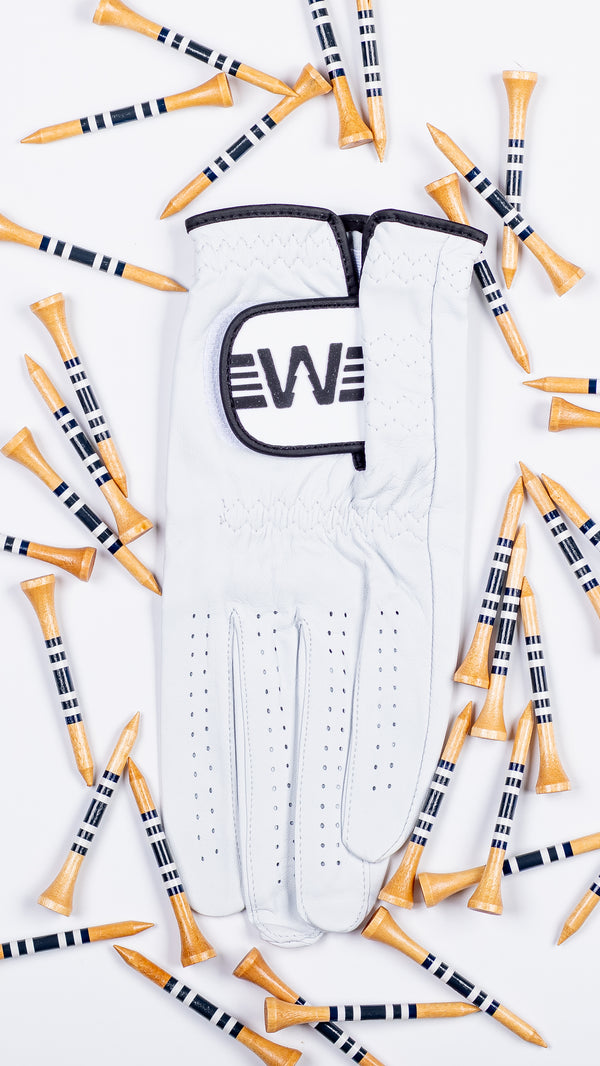 Classic Cabretta Leather Golf Glove & Box of Tees - Black Trim