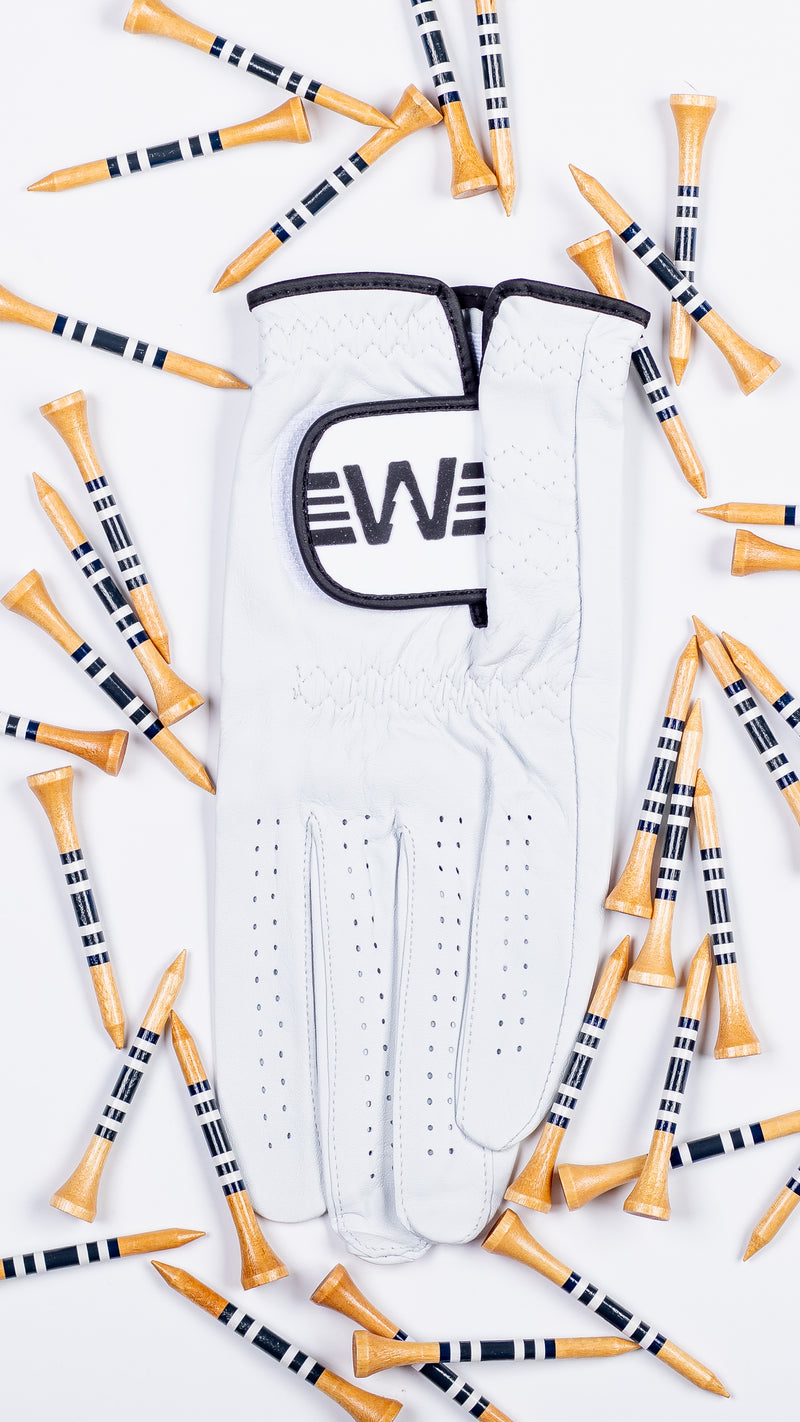 Classic Cabretta Leather Golf Glove & Box of Tees - Black Trim